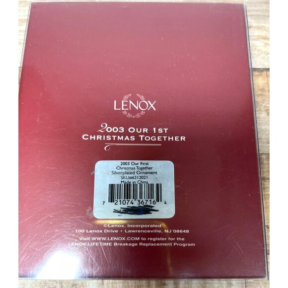 Lenox 2003 Our First Christmas Together Silver Ornament In Box - Picture 3 of 3